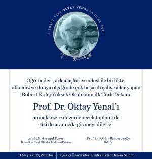 Prof. Dr. Oktay Yenal, ölümünün 2. yılında anılıyor